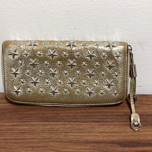 Jimmy Choo Filipa Metallic Star Studded Woman’s Leather Wallet.